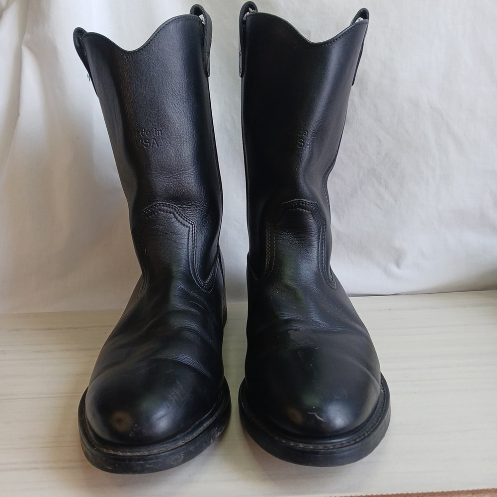 Vintage Red Wing Pecos Black Leather Steel Toe Cowboy Boots - Picture 2 of 13
